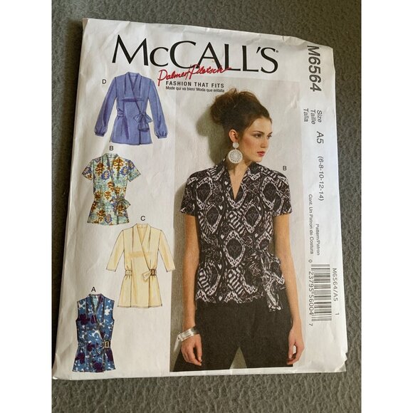 McCalls M6564 Misses Tops Sewing Pattern Sizes 6-14 2012 - Picture 1 of 2